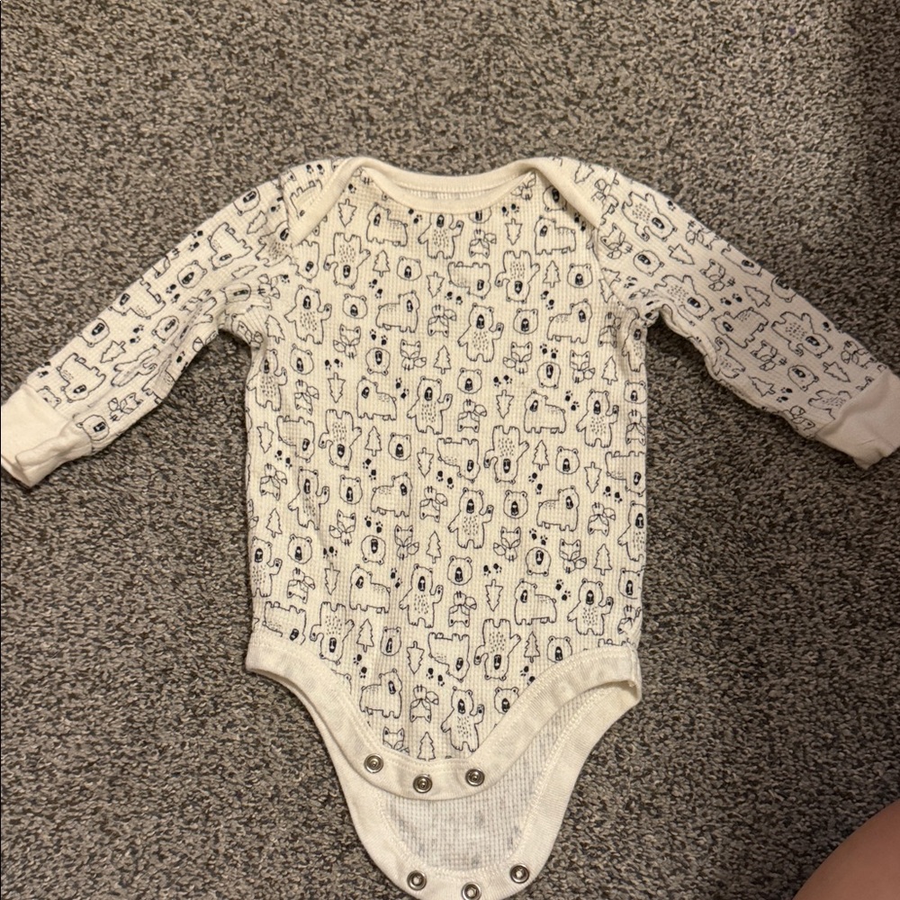 Charming Cream and Black Patterned Kids Bodysuit
